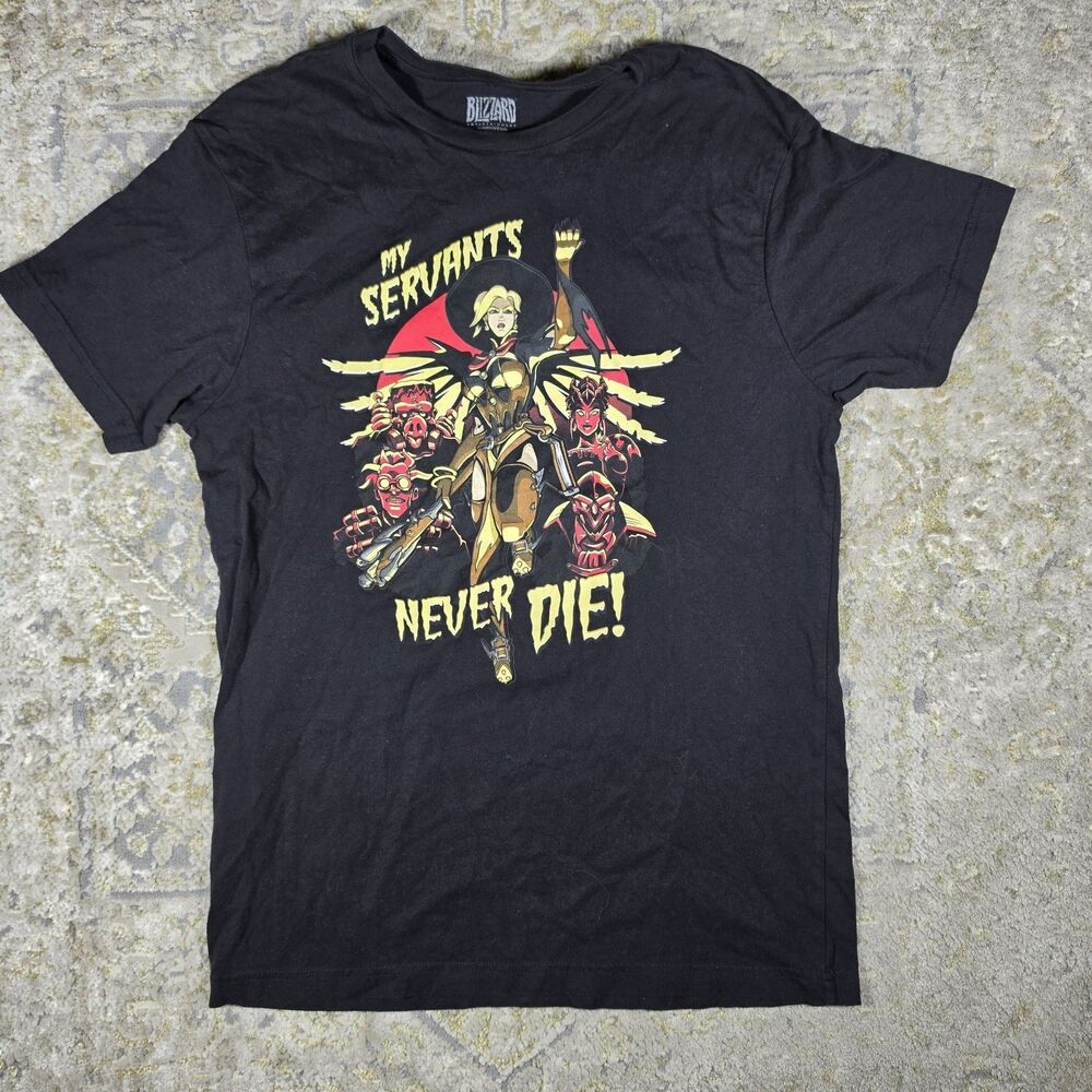 Overwatch Halloween Mercy T-Shirt Size M Jinx My Servants Never Die OW2 Blizzard